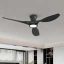 TALOYA 52 Inch Ceiling Fan with Led Light Remote Control Flush Mount Low Profile for Bedroom Farmhouse Patio Outdoor Living Room Kitchen Dining Room, DC Motor, Reversible, Black