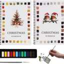 2 x Christmas Watercolor Paint Set  Watercolor Workbook, 12-Color Paint Palette Included, Spiral Bound Art Journal for Beginners, Adults, Painting Practice & Gifts (Birdsong and flowers)