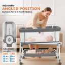 4-in-1 Baby Bassinet with Wheels, 6 Height Settings, Gray, Crib