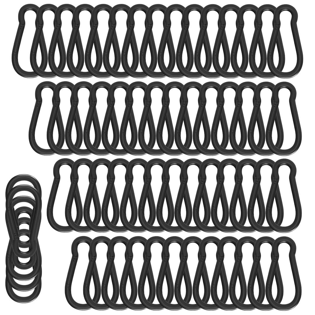 100PCS M5 Heavy Duty Carabiner Clip, 2Inch Snap Hook Quick Link Small Carabiner Clips,Spring Link Buckle for Fishing Camping Hammock Dog Leashes-220LBS Holding Capacity (Black)