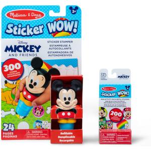 Melissa & Doug Sticker Wow! Disney Mickey Mouse Bundle: 24-Page Activity Pad, Stamper, 500 Stickers, Mini Pad, Arts and Crafts Fidget Toy Collectible Character
