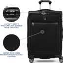 Travelpro Platinum Elite Softside Expandable Checked Luggage, 8 Wheel Spinner Suitcase, TSA Lock, Men and Women, Shadow Black, Checked Medium 25-Inch