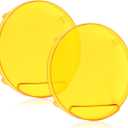 Auxbeam Round Amber Light Covers 7 inch, Off Road Protective Covers Yellow Fog Light Bar Polycarbonate Lens for Offroad Truck Lights Bumper Roof Auxiliary Driving LED Pods, Pair