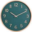 12inch Wall Clock; Wooden Wall Clock; Wall Hanging Decorations; Decorations; Large Decorative Clock; Quartz Clock; Gifts - Living Rooms or bedrooms, cafes, Offices, Bars, Art. (Green)