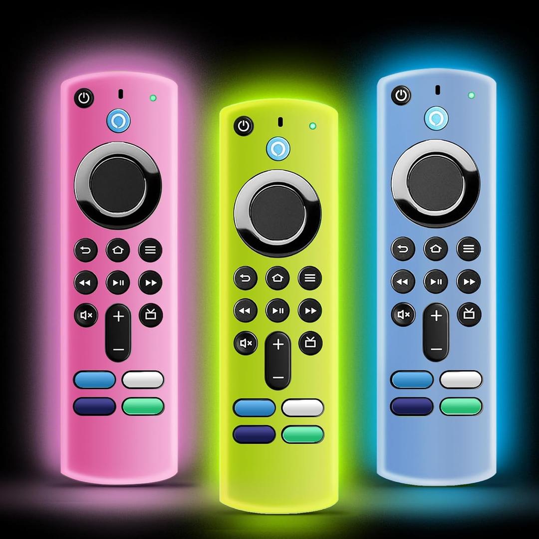 3 Pack ONEBOM Silicone Protective Remote Case Cover, Silicone Control Cover Skin| Glow in The DarkGlow Pink&Glow Blue&Glow Yellow