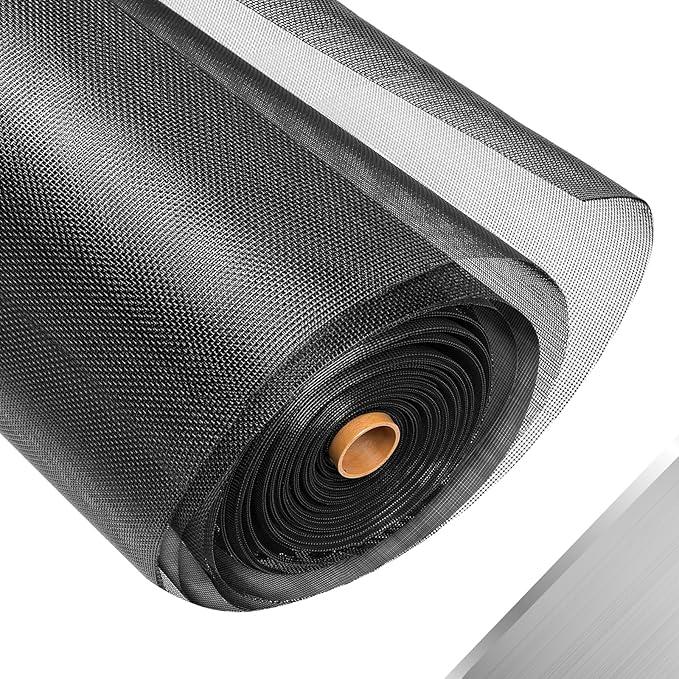 304 Stainless Steel Mesh Window Screen Roll,47IN x 16FT Black Metal Window Screen Replacement,Window Screen Mesh for Window, Door, Patio,Pet,Vent and DIY Project (22 Mesh)