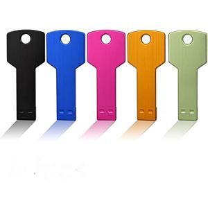 JUANWE 64GB USB Flash Drive Bulk 5 Pack, Key Shape Mix Color Thumb Drive Metal Jump Drive 2.0, Mutipacks Memory Storage Stick Portable Waterproof Pendrive, Ideal Zip Drive for Data Backup & Transfer