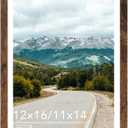 QOTIB Wood 12x16 Picture Frame with 11x14 Mat Deep Brown, Display 11x14 with Mat or 12x16 Without Mat, Wood 12 by 16 Photo Frame, 12 x 16 Frame for Wall Hanging Display, Deep Brown