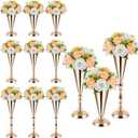 Boao 12 Pcs Gold Vase Flower Wedding Centerpieces for Tables, 16.5'' 14'' 10'' Metal Trumpet Vases for Centerpieces Table Decorations for Wedding Anniversary Ceremony Party Birthday Reception Decor