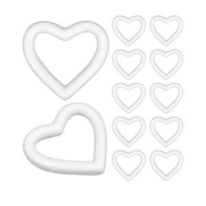 polystyrene Wreath Sheets Rings Foam -10 pcs Hollow Love Heart Foam DIY Craft- Foam Heart Model Ornament for- Valentines Day (13.5cm Hollow Heart)