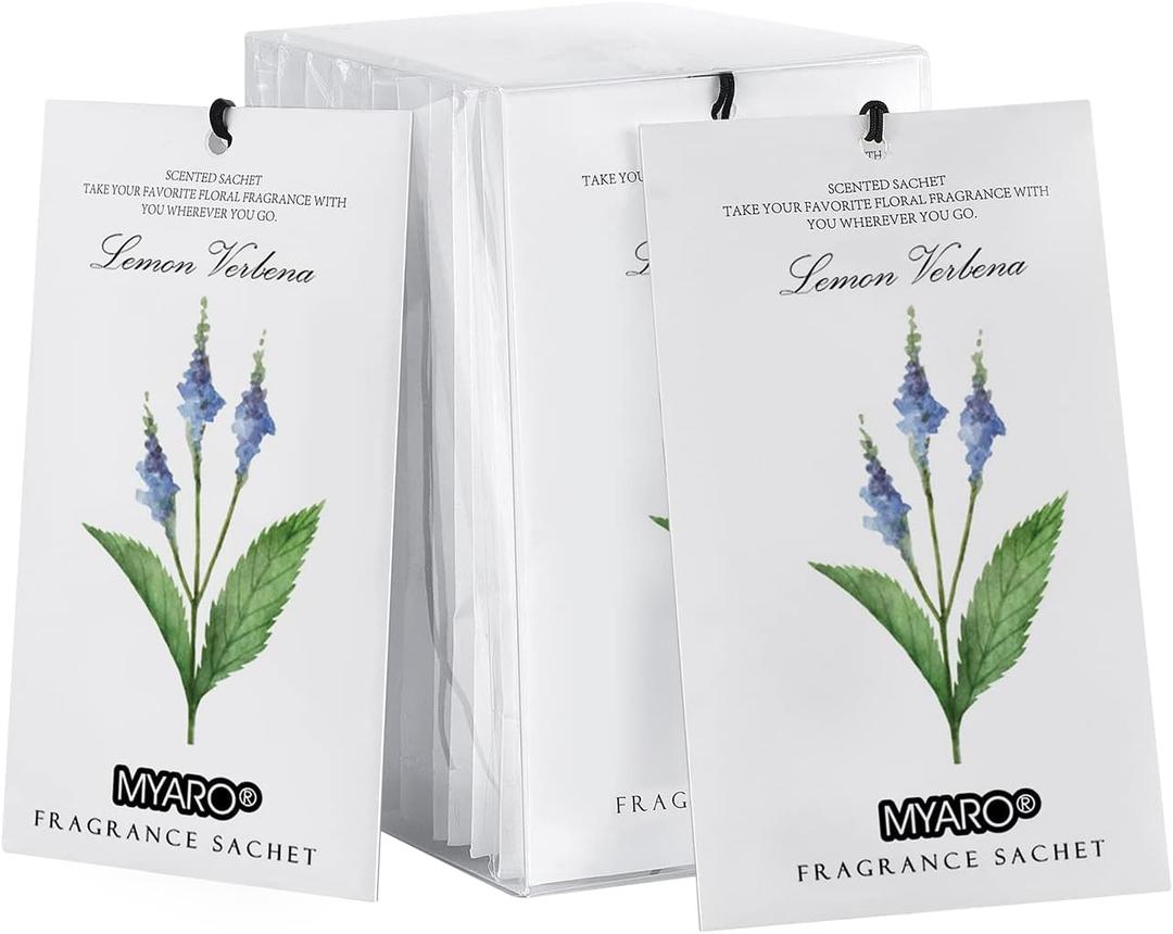 MYARO Scented Sachets for Drawers and Closets, Air Freshener Deodorizer Bags, Fresh Home Fragrance Potpourri, 12 Pack (Lemon Verbena)