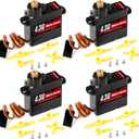 4.3G Micro Servo Motor, Mini Servo Motors for Robot Car Plane RC Helicopter Arduino RC Helicopter Airplane Car Boat Robot Arm/Hand/Walking/Servo Door Lock Control (4PCS Metal Gear)