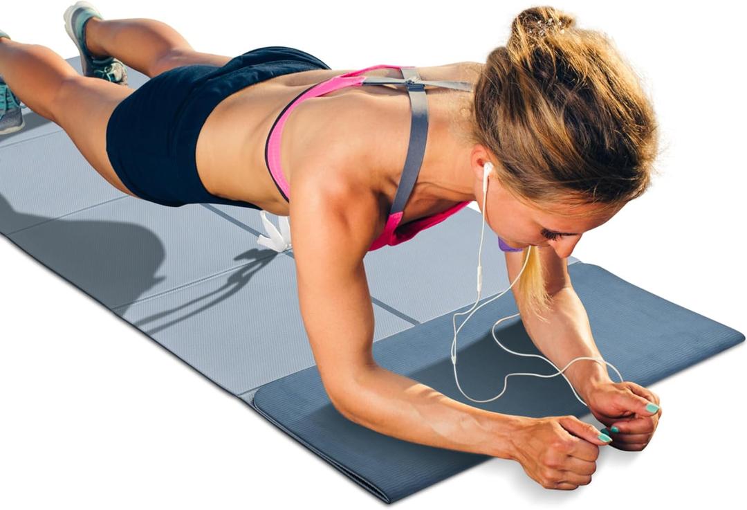 Foldable Yoga Mat for Travel(1/4" & 1/2" Thick) - Non-slip, Eco-friendly, Lightweight Folding Exercise Mat, Portable for Home Gym and Outdoor Pilates