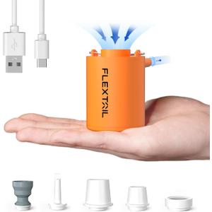 FLEXTAILGEAR 4kPa Air Pump for Inflatables, Portable Air Mattress Pump, Mini Camping Air Pump, Rapid In/Deflation with 180 L/min Airflow for Sleeping Pads, Pool Float,Swimming Ring Vacuum Storage Bags