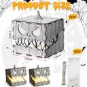 2 Pcs Halloween Table Decorations Indoor Haunted House Wooden Lighted Pumpkin Box Halloween Tiered Tray Decor Rustic Farmhouse Pumpkin Centerpieces for Home Shelf Desk Mantel Tabletop Party Decor