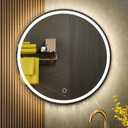 KWW 28 Inch Large Modern LED Round Bathroom Vanity Mirror, Color Temperature Adjustable, Anti-Fog Dimmable Lights, Easy to Install, Wall Mounted Makeup Mirror with Smart Touch Button