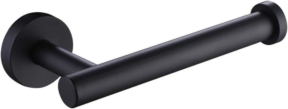 APLusee Matte Black Toilet Paper Holder, Stainless Steel Tissue Roll Hanger, Round TP Dispenser Wall Mount for Bathroom, Kitchen, Washroom