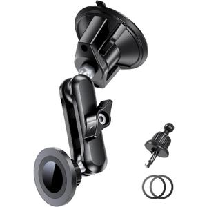 Magnetic Car Phone Holder [3-in-1] for Dashboard, Windshield & Vent, with Strong Suction Cup, Adjustable Metal Arm & 360 Rotation, Universal Phone Mount for All Cell Phones