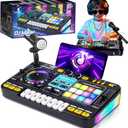 Tsomtto Kids DJ Mixer Controller Table Musical Toy with LED Lights Sound Effect Microphone Piano DJ Mixer Board Music Toys for Kids, Birthday Gift Toys for 3 4 5 6 7 Year Old Boy Girl