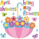 Gueevin Spring Cutouts for Bulletin Board Decoration, April Showers Bring May Flowers Cut-Outs Decorations, Colorful Butterfly Flower Bulletin Board for Classroom Wall Door(Spring Flower)