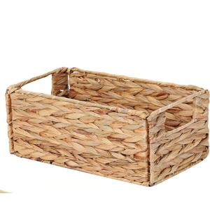Vagusicc Wicker Storage Basket, Hand-Woven Storage Baskets for Organizing, Small Wicker Basket for Toilet Paper, Foldable Cube Organizer Bins for Shelves and Bathroom (Water Hyacinth)