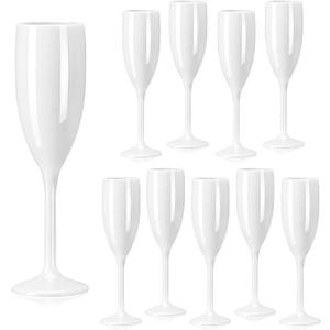 Champagne Flute Acrylic Champagne Glasses Wedding Toasting Champagne Flute Goblet Plastic Reusable Unbreakable Champagne Cups for Bachelorette Wedding Bridal Shower Party (White, 10)