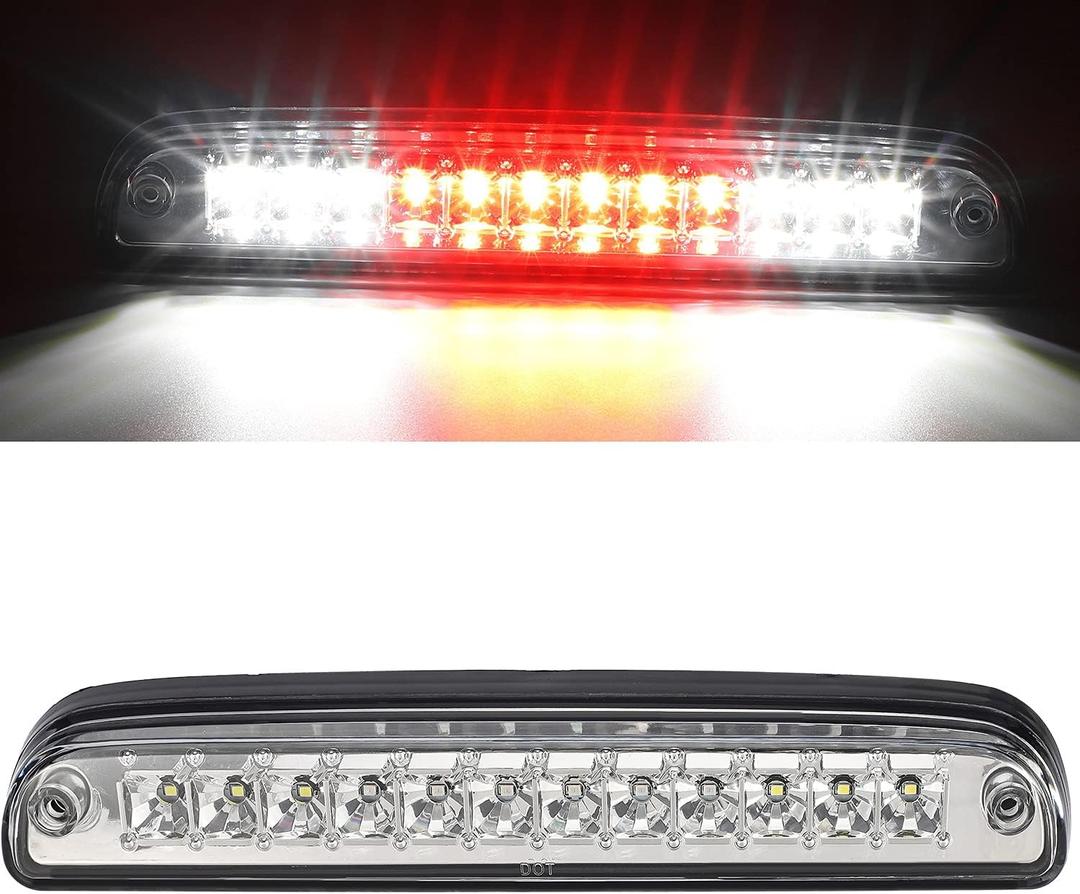 Partsam High Mount Stop Light Led 3rd Brake Light Replacement for F250 F350 F450 F550 1999-2016/Ranger/B series Third Brake Light Clear Rear Cab Roof Center Mount Brake Stop Tail Cargo Light Lamp