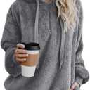 Century Star Womens Fuzzy Hoodies Pullover Sport Hoodie Cozy Oversized Pockets Hooded Sweatshirt Athletic Fleece Hoodies , Large, Grey 