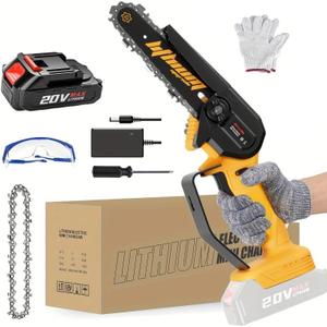 6 inch lithium chainsaw (6-inch yellow 1 Battery 2 Chain)