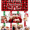 Christmas Card Holder Picture Frames Collage Wall Decor Christmas Card Display Hanging Picture Board with 30 Photo Clips, Picture Holder Farmhouse Merry Christmas Sign for Bedroom Living Room Kitchen