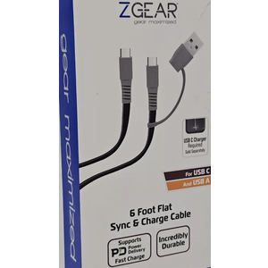 Zgear USB C Charger Required Sold Separately 6 Foot Flat Sync & Charge Cable