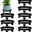 8 Packs Plastic Plant Caddy with Wheels 12” Heavy-Duty Rolling Plant Stand with Wheels Plant Dolly with Casters for Indoor and Outdoor Plant Roller Base Plant Saucer Mover, Black