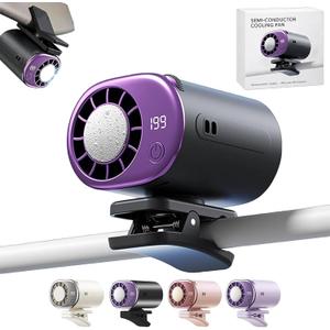 Clip On Air Conditioner Fan, 199 Speeds & 16°C Cooling (Black) | Premium ABS for Car/Office/Bed/Beach, 20dB Ultra-Quiet, 2000mAh Battery, 360° Rotation, USB-C, LED Display, Secure Clip