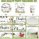 Hushee 200 Pcs Storybook Baby Shower Decorations Supplies A New Chapter Will Soon Begin Book Baby Shower Paper Plates Napkins Cups Library Reading Book Club Tableware Set for 50 Guest