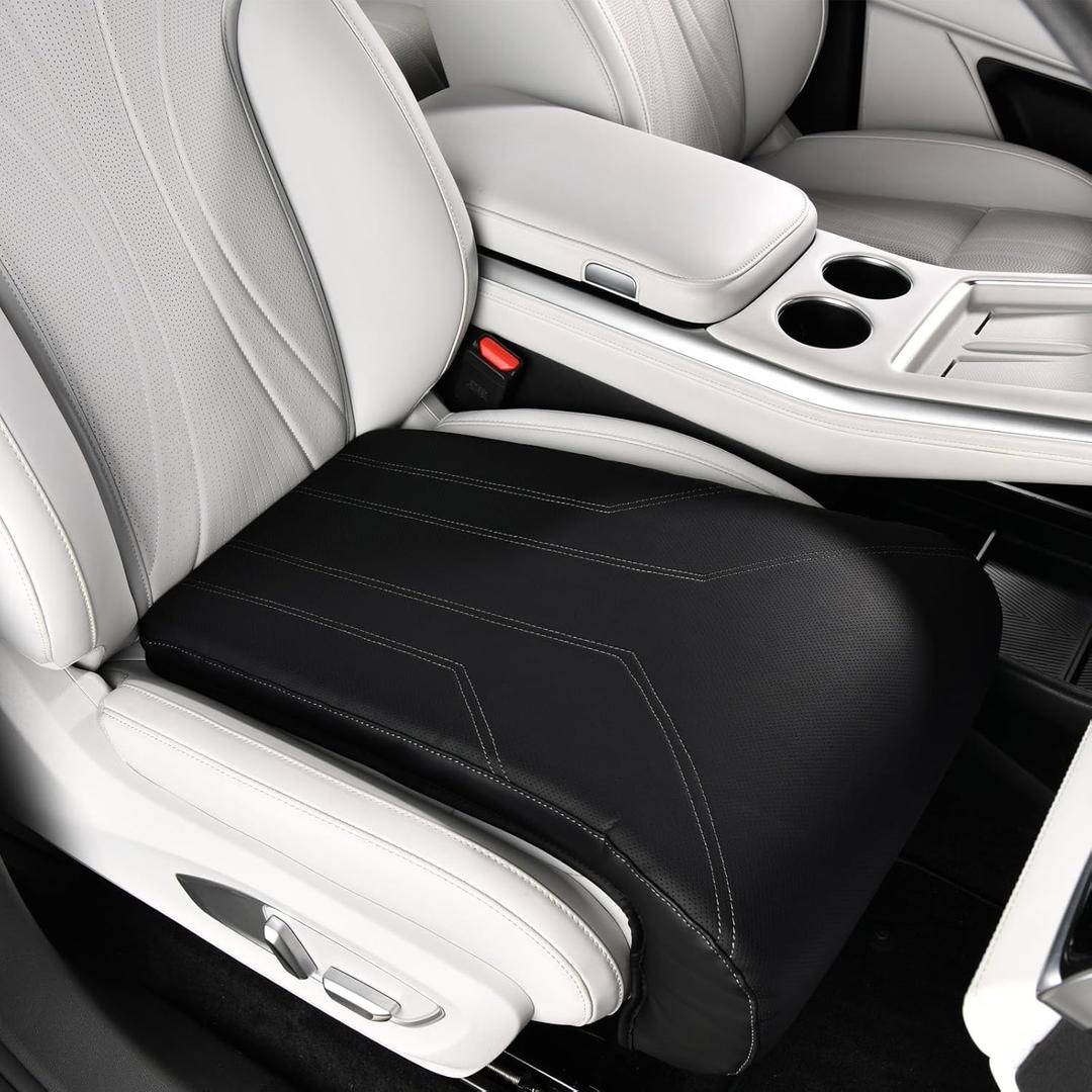 FLORICH Car Seat Extender Leg Extender Support Cushion for Driver Seats Office Chair, Leather Carseat Leg Support for Long Drivers Universal Car Seat Cushion Legs Rest Pads-Dark Black