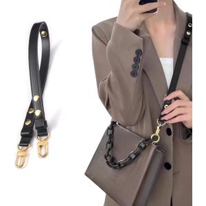 Jiesinlov Bag Strap Genuine Leather Shoulder Strap Replacement Three Gears Adjustable Purse Strap for Boulogne Handbag (Black)