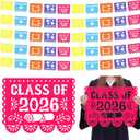 50 Pcs/32 ft Large Mexican Graduation Party Decorations 16x12" Papel Picado Banner Class of 2026 Big Graduation Cleito Lindo Decorations Mexico Fiesta Banners Colorful Congrats Grads Garlands