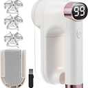 Fabric Shaver, Lint Shaver with Lint Brush, 3-Speed Sweater Shaver to Remove Pilling for Clothing, 6 Leaf Blade, LED Display, Electric Lint Remover for Furniture, Blanket, Couch (Beige)