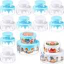 24 Pcs Christmas Cookie Container with Lids Small Plastic Stackable Christmas Cookie Jars Xmas Snack Candy Goodie Boxes with Lid and Sticker for Holiday Gift Giving Baking Storage, Two Size