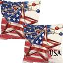 FUTBU 4th of July Pillow Covers 18x18 Set of 2, American Flag Stars Patriotic Throw Pillow Covers, Red White Blue Independence Day Decorative Cushion Cases for Home Sofa Outdoor Decor