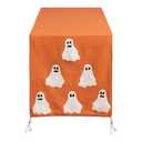 Breling Halloween Ghost Table Runner Jacquard Cute Ghost Halloween Dinner Table Runner Fall Autumn Kitchen Dining Decoration for Kitchen Farmhouse Holiday Party Home Decor 13x72 Inch(Orange)