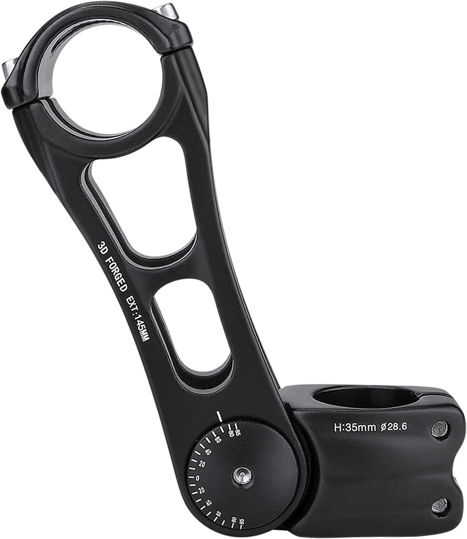 CXWXC Adjustable MTB Stem 31.8mm 70 Degree - 90/110/145mm Bike Stem Riser for Handlebar - Aluminum Alloy Mountain Bike Handlebar Riser Extender for MTB Road City Bike Bicycle (31.8 x 145mm)