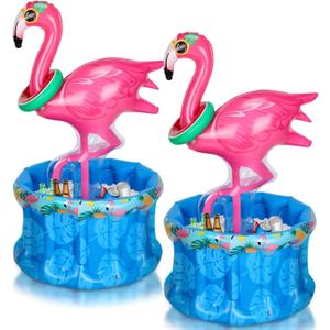 Chuangdi 2 Pcs 50 Inch Flamingo Cooler Inflatable Summer Flamingo Party Decoration Blow up Drink Cooler Pink Floating Ice Chest for Summer Pool Luau/Beach/BBQ/Theme Events