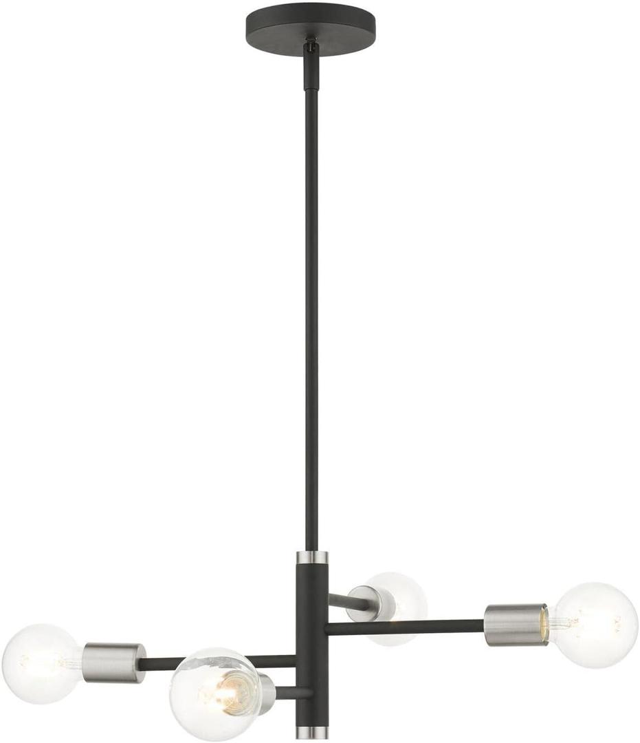 Livex Lighting Bannister 4 Light Black Chandelier