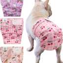 CuteBone Washable Dog Diapers Female No Tail Hole 3 Pack Reusable Doggie Period Training Pants for Docked-Tail Frenchie French Bulldog Boston Terrier Without Tail WWD29M