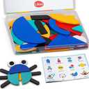 LiKee Open Ended Wooden Shape Puzzles with 36 Blocks and 60 Pattern Shapes for Toddlers 3+ Years Old, Montessori Toys Preschool Education Activity for Kids 4-8 Yrs