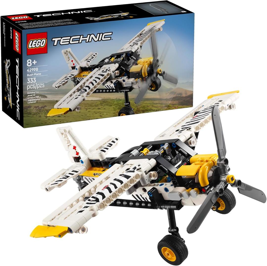 LEGO Technic Bush Plane Toy - Buildable Airplane Toy for Kids, Boys and Girls, Ages 8+ - Model Airplane Gift with Spinning Propeller, 4-Cylinder Piston Engine, and More - 42198