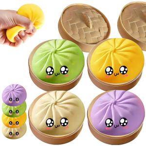 2026 Upgrade 4Pcs Dumpling,Giant Dumpling Squishy, Mega Rainbow Dumplings, Cute Anxiety Relief Fidget , Soft Squeeze Decompression Dough for Adult