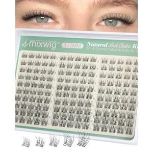 Short Lash Clusters 8-12MM Natural Eyelash Clusters Invisible Band Cluster Eyelash Extensions Wispy Cluster Lashes C Curly Individual Lashes 150PCS DIY Lash Extension by Lvmixwig