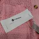 Fisoew Womens Crochet Lightweight Cardigan Sweaters Short Sleeve Summer Button Down Collared Loose Cover Up Shirts (Pink, S)